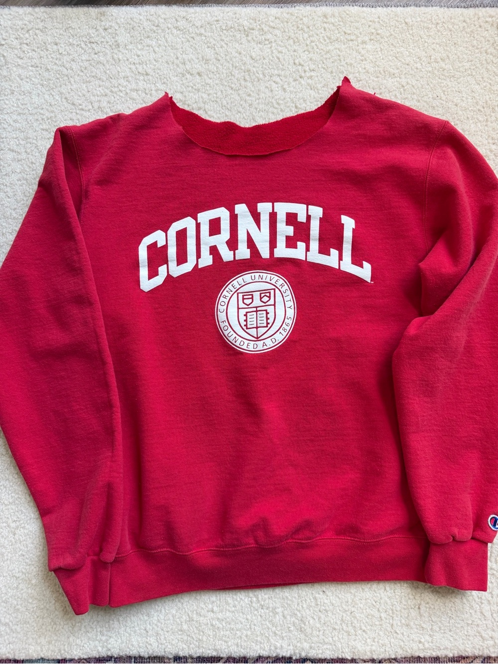 Cornell Red Women's Crewneck Sweatshirt Distressed Vintage Medium M